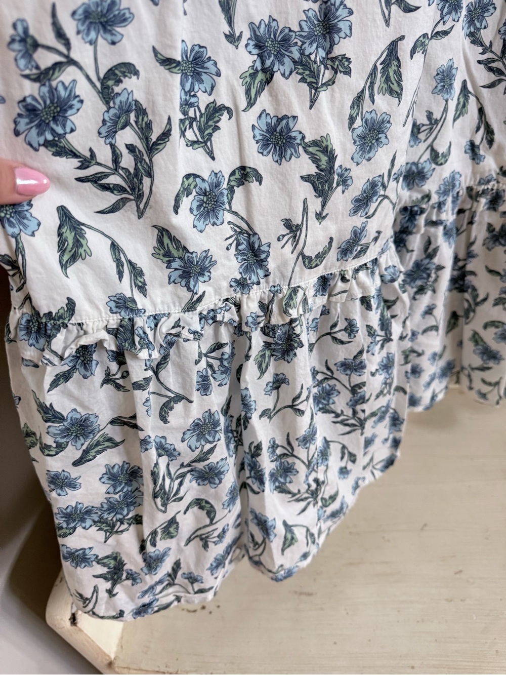 J. Crew White Midi Dress with Blue-Green Floral Print - Picture 4 of 6